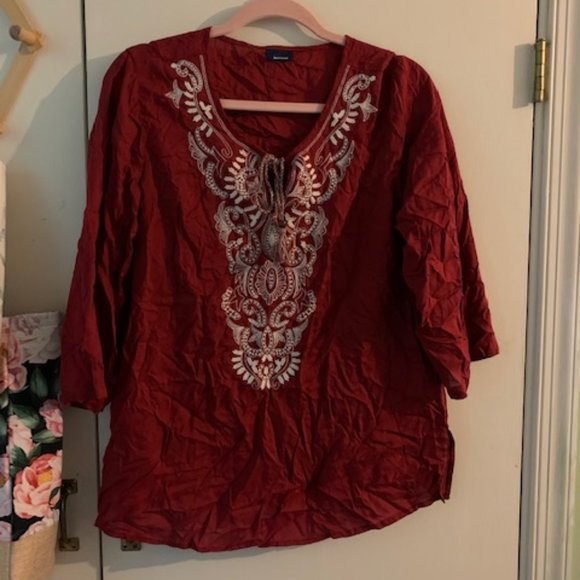 Red flowy shirt - Picture 1 of 6